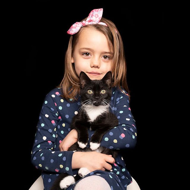 Child with cat