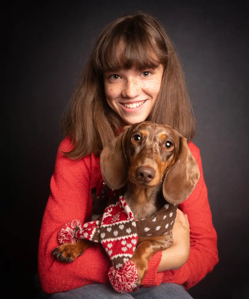 model and dog